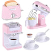 Kitchen Appliances Toys Play Kitchen Accessories Toy Kitchen Appliances for Kids Pretend Kitchen Toys with Coffee Maker Mixer and Toaster Toy Kitchen Set Birthday Gift for Kids Ages 3+ (Pink)